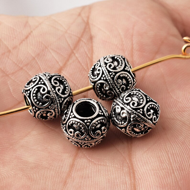 12mm Antique Silver Plated Bali Spacer Ball Beads