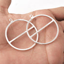 Silver Plated Round Earring Connector Charms