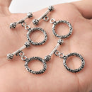 Antique Silver Plated Bali Toggle T Bar Clasps - 22x17mm