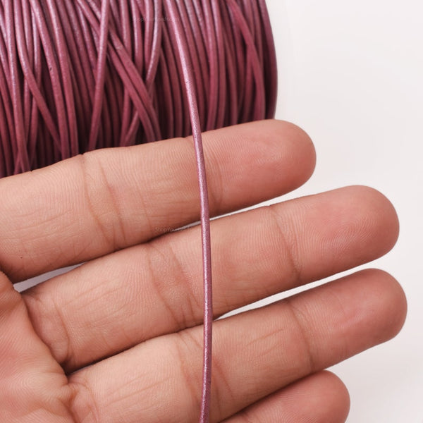 1.5mm Metallic Mauve Pink Purple Leather Cord -