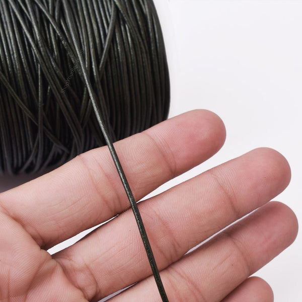 1.5mm Metallic Forrest Green Leather Cord - Round