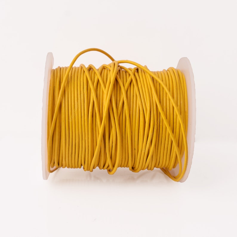 1.5mm Leather Cord - Yellow Color - Round