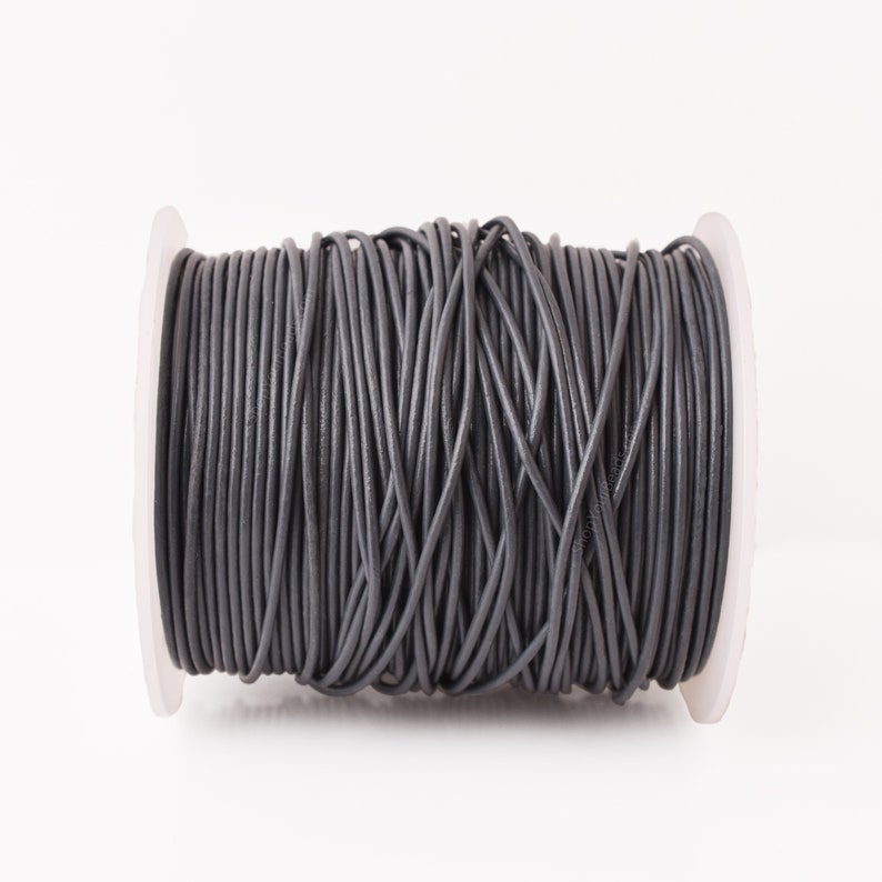 1.5mm Leather Cord - Charcoal Grey Color - Round