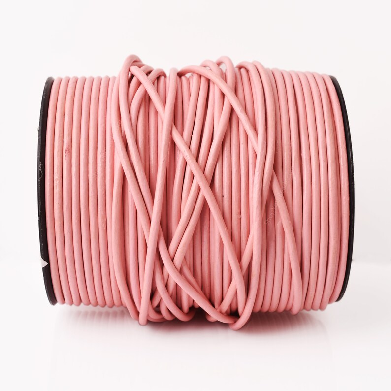 3mm Leather Cord - Baby Pink Color - Round - Indian Leather - Wrap Bracelet Making Findings