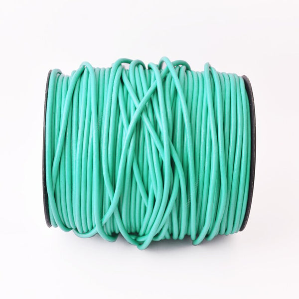 3mm Leather Cord - Cyan Blue - Round - Matt Finish - Indian Leather - Wrap Bracelet Making Findings - Antique Color Natural Dye