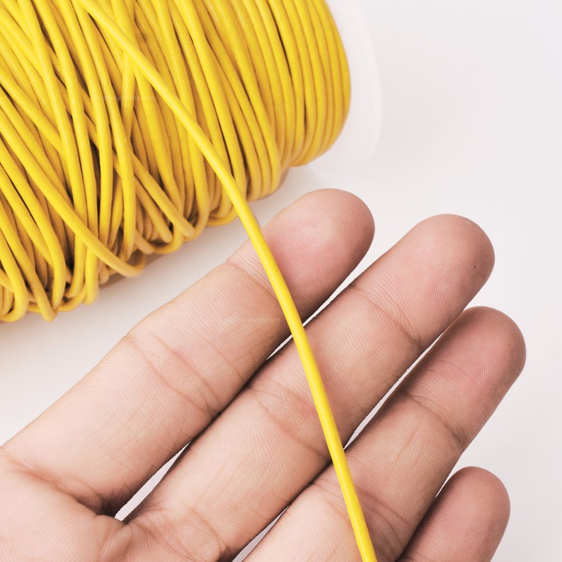 2mm Leather Cord - Yellow Color - Round - Indian Leather - Wrap Bracel