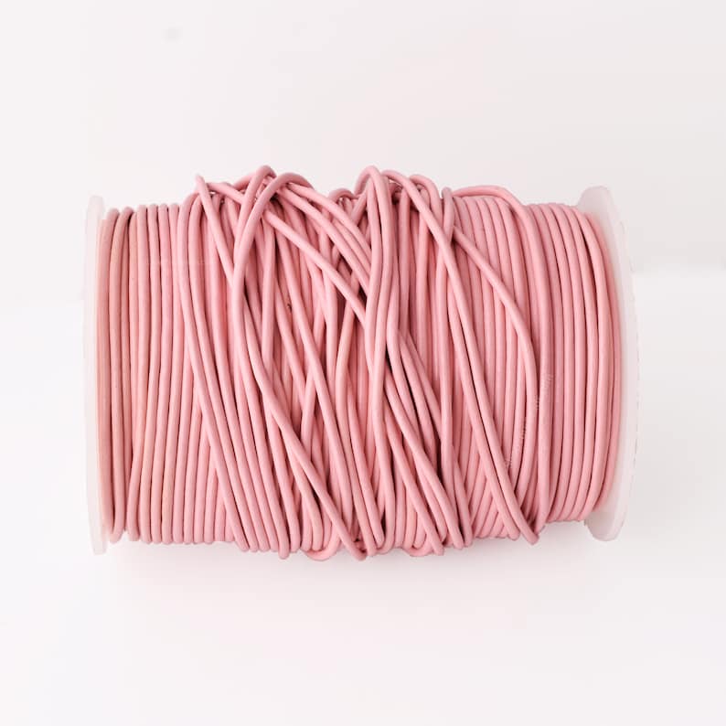 2mm Leather Cord - Baby Pink Color - Round - Indian Leather - Wrap Bracelet Making Findings