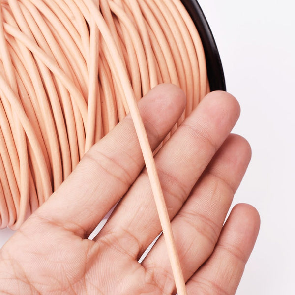 3mm Leather Cord - Peach Color - Round - Indian Leather - Wrap Bracelet Making Findings