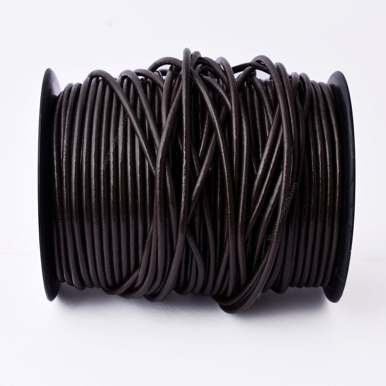 3mm Dark Brown Leather Cord - Round - Premium Quality - Indian Leather - Wrap Bracelet Making Findings - Lead Free - Necklace Making