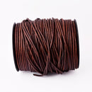 3mm Light Brown Leather Cord - Round - Distressed Matt Finish - Indian Leather - Wrap Bracelet Making Findings - Antique Color - Natural Dye