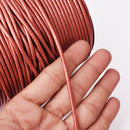 3mm Metallic Red Leather Cord - Round - Premium Quality - Indian Leather - Wrap Bracelet Making Findings - Lead Free - Necklace Making