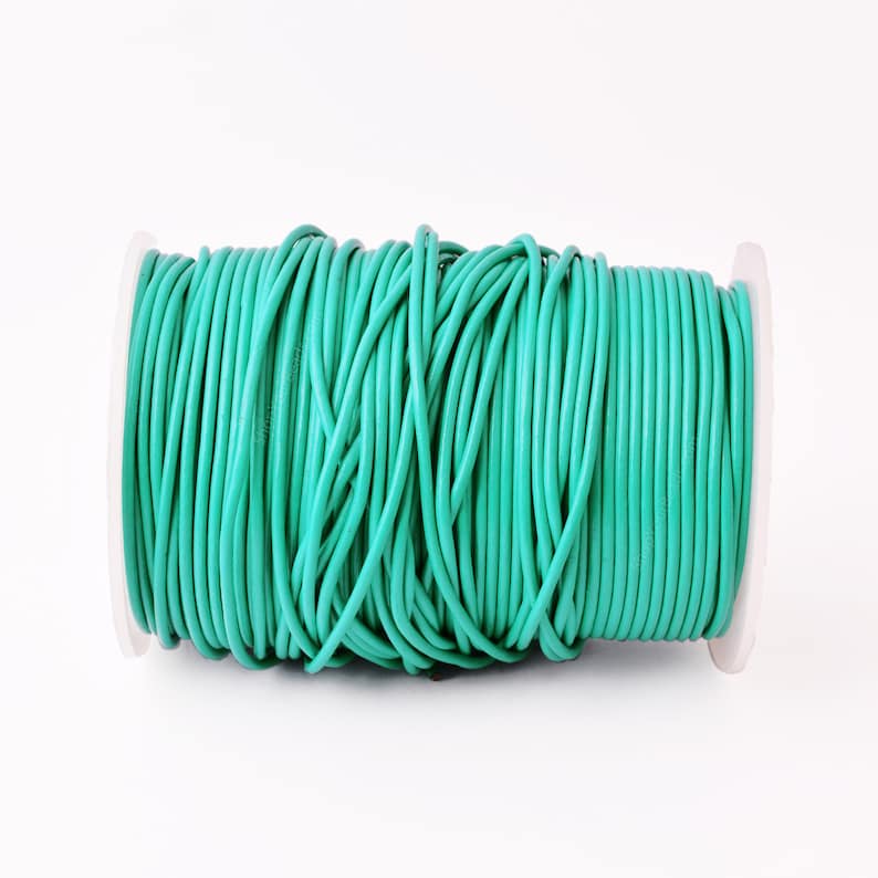 2mm Leather Cord - Cyan Blue - Round - Matt Finish - Indian Leather - Wrap Bracelet Making Findings - Antique Color Natural Dye