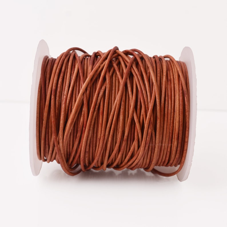 1.5mm Leather Cord - Natural Red - Round - Matt Finish