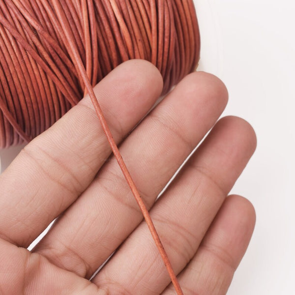 1.5mm Leather Cord - Vintage Red - Round