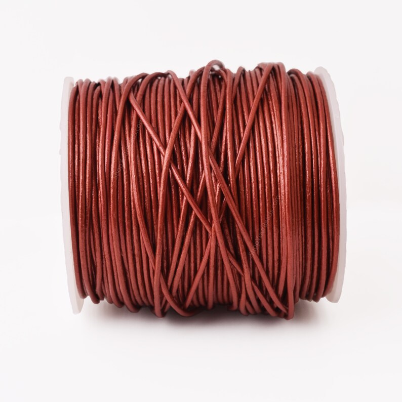 1.5mm Metallic Red Leather Cord - Round