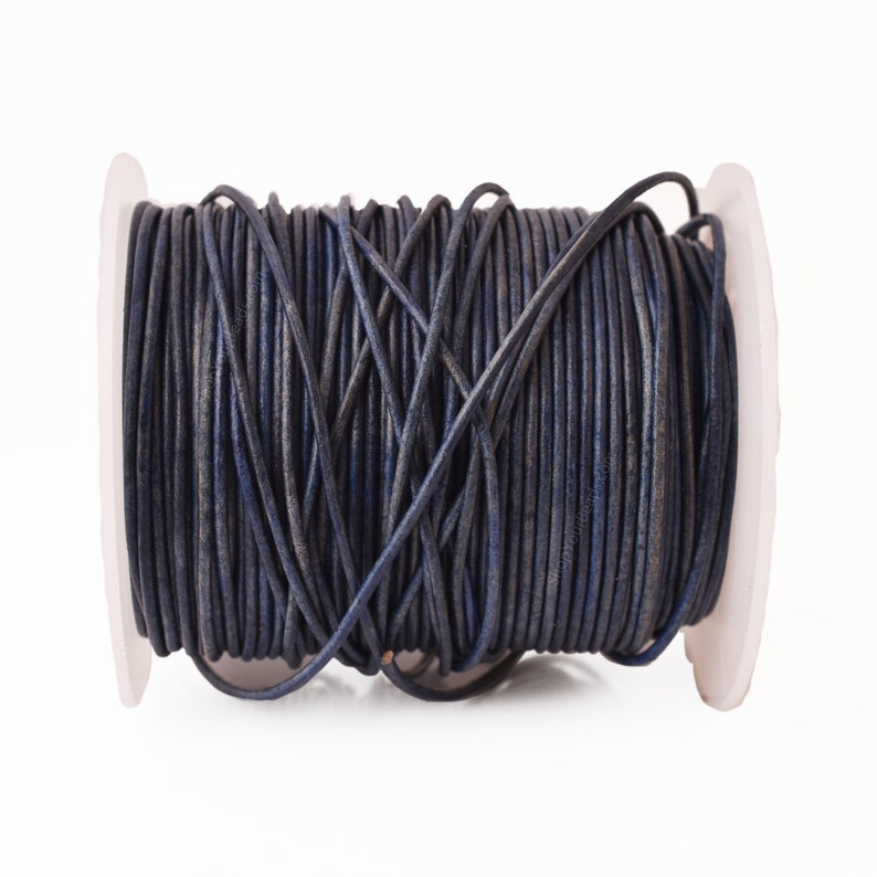 1.5mm Leather Cord - Vintage Ink Blue - Round