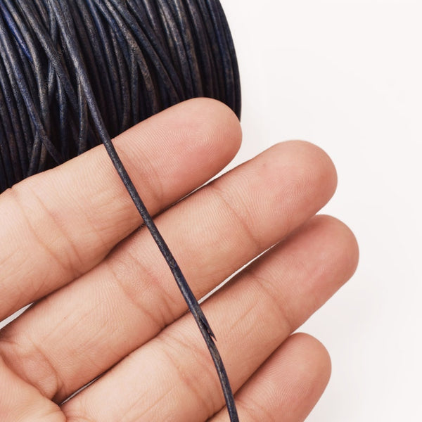 1.5mm Leather Cord - Vintage Ink Blue - Round