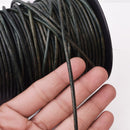 3mm Leather Cord - Antique Green - Distressed Round - Matt Finish Indian Leather - Wrap Bracelet Making Findings - Antique Color Natural Dye