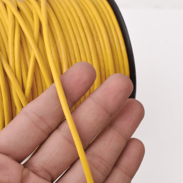 3mm Leather Cord - Yellow Color - Round - Indian Leather - Wrap Bracelet Making Findings - Antique Color Natural Dye