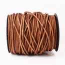 3mm Leather Cord - Natural Mustard Brown - Round - Matt Finish - Indian Leather - Wrap Bracelet Making Findings - Antique Color Natural Dye