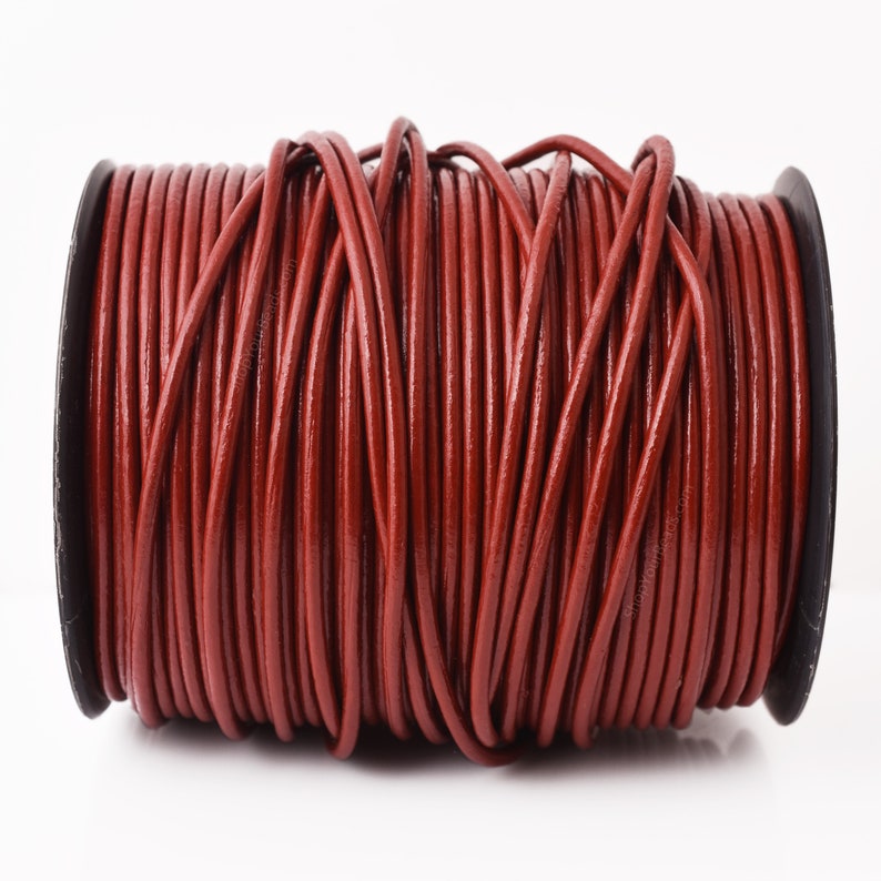 3mm Leather Cord - Dark Red Color - Round - Indian Leather - Wrap Bracelet Making Findings