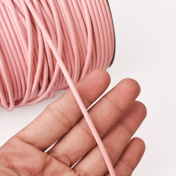 3mm Leather Cord - Baby Pink Color - Round - Indian Leather - Wrap Bracelet Making Findings