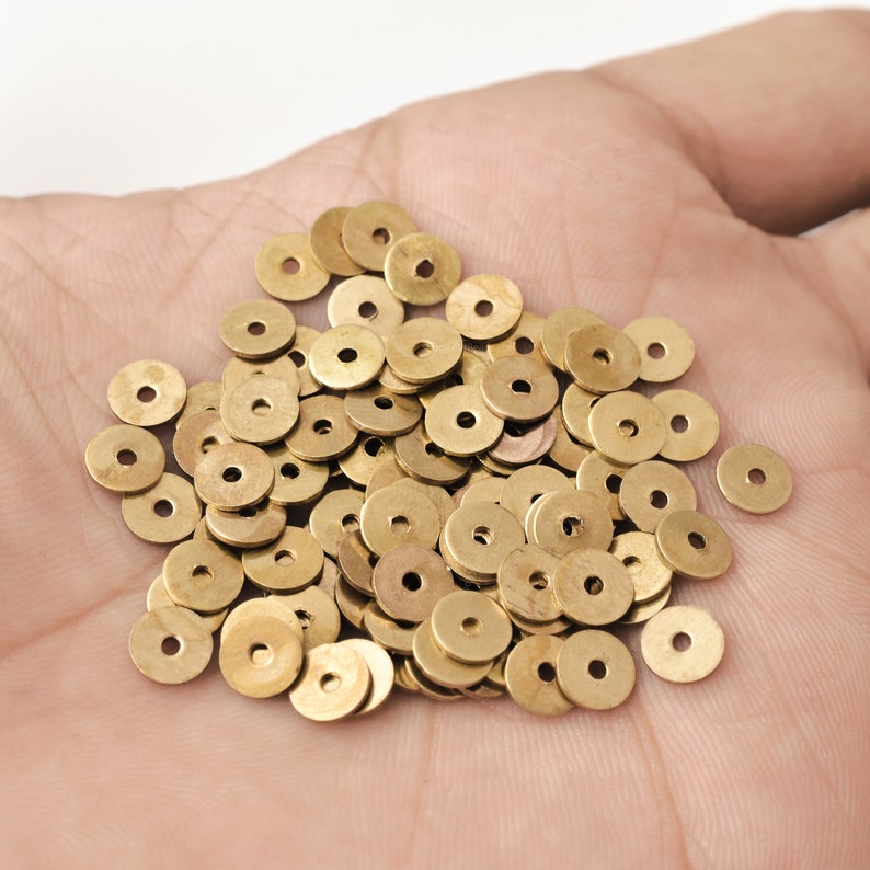 6mm Raw Brass Flat Disc Spacers Beads - 137 Pcs