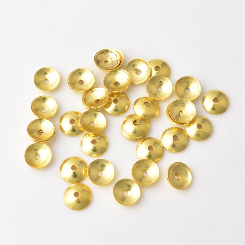 8mm Shiny Gold Plated Round Bead Caps- 36pcs