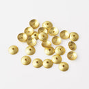 8mm Gold Plated Brushed Round Bead Caps - 32pcs