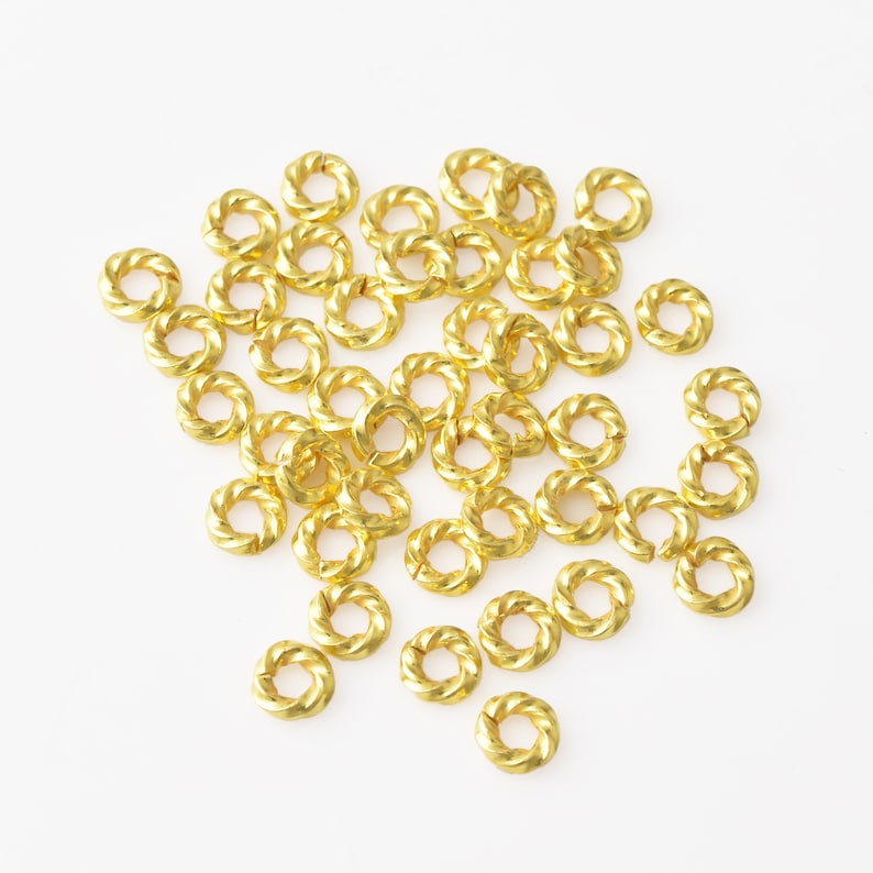 Gold Plated Twisted Wire Open Jump Rings - 6mm