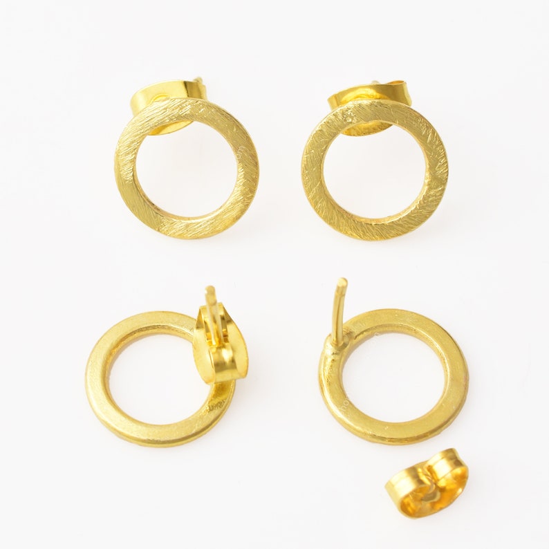 12mm Gold Plated Open Circle Earrings - 2pairs