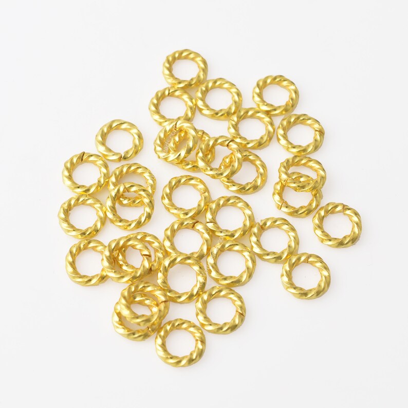 Gold Plated Twisted Wire Open Jump Rings - 8mm