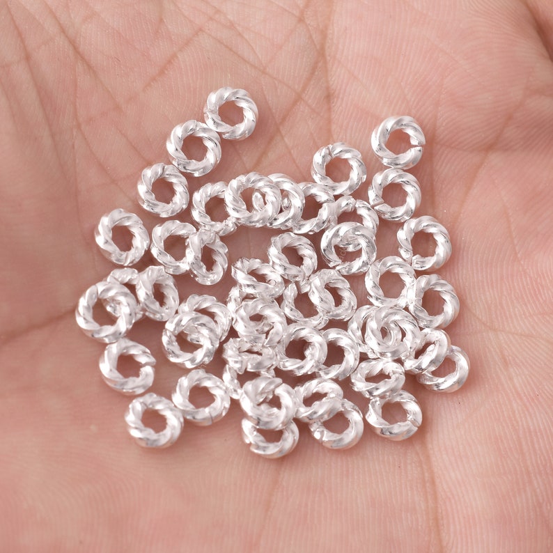 6mm - Silver Plated Open Twisted Wire Jump Rings