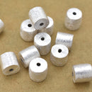 Silver Brushed Barrel Beads For Jewelry Makings