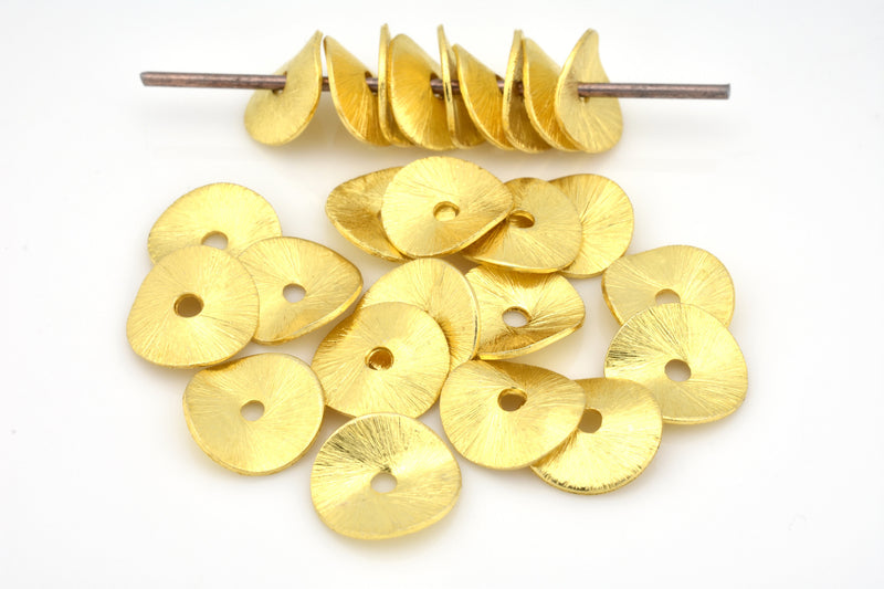 Brushed Gold Spacers Wavy Heishi Disc Beads For Jewelry Makings 