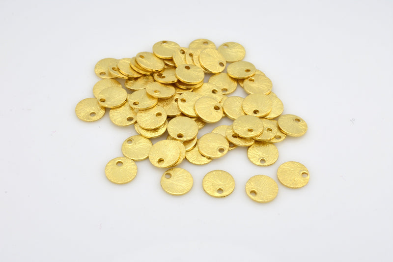 Gold Brushed Flat Disc Charms For Jewelry Makings 