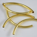 Gold Curved Tube Pipe Beads For Jewelry Makings 