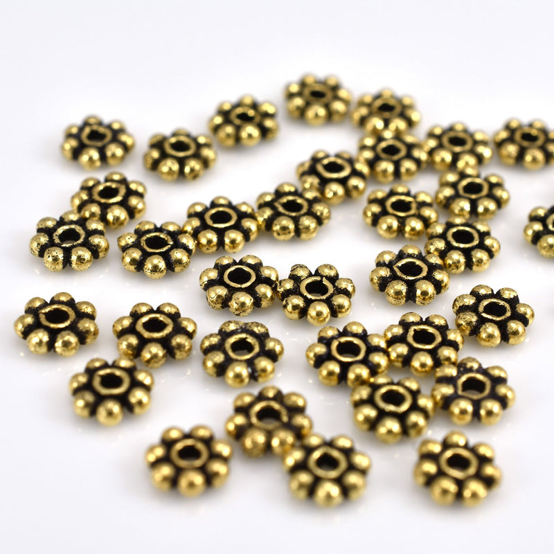 4mm Antique Gold Plated Daisy Heishi Spacer Beads
