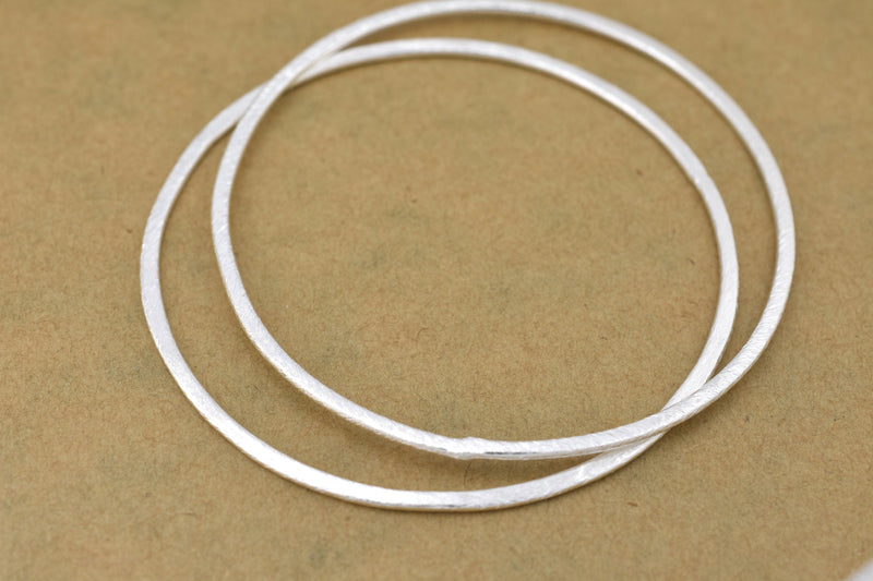 Silver Brushed Earring Connector Circle Links For Jewelry Makings 