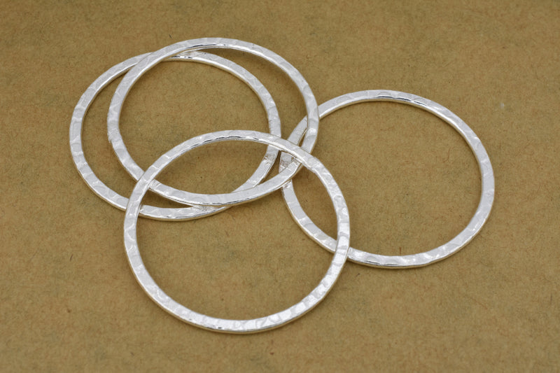 Silver Hammered Connector Links Earrings Makings Circle Rings 