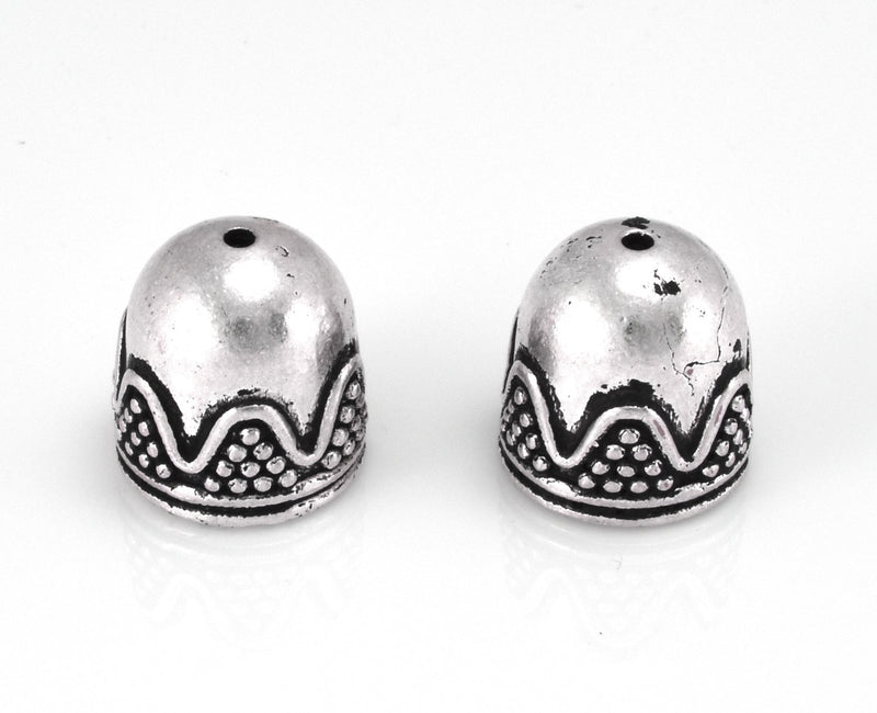Silver Plated Antique Bali End Caps