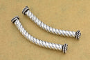 Antique Silver Twisted Curved Tube Pipe Beads For Jewelry Makings 