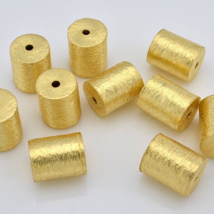 Gold Brushed Barrel Cylinder Drum Spacers  Beads For Jewelry Makings