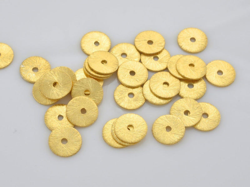 Gold Brushed Flat Spacers Disc Beads 