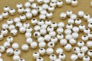 Silver Round Brushed Ball Beads For Jewelry Makings 