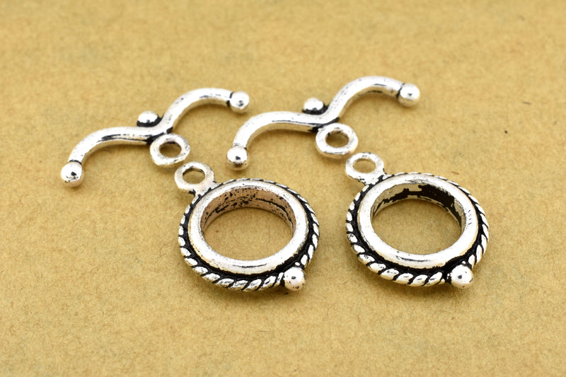 Antique Silver Twisted Toggle Clasps For Jewelry Makings 