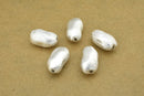 Silver Plated Nugget Bean Spacer Beads - 14mm