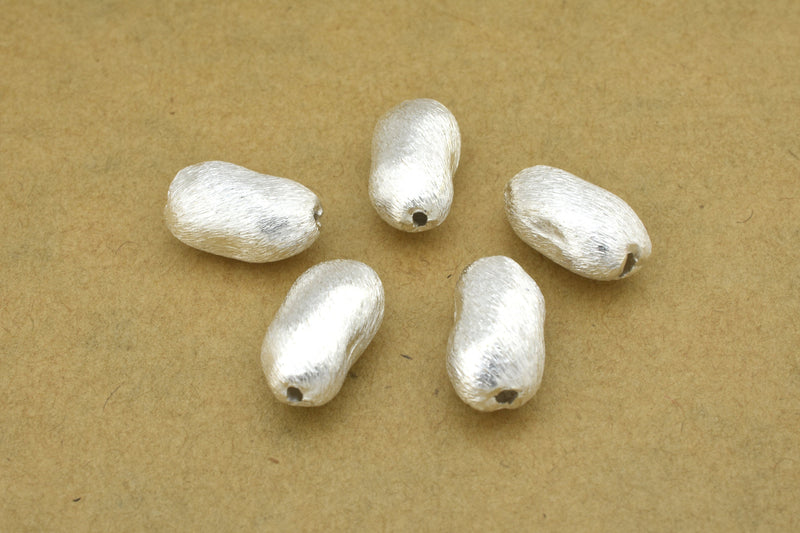 Silver Plated Nugget Bean Spacer Beads - 14mm