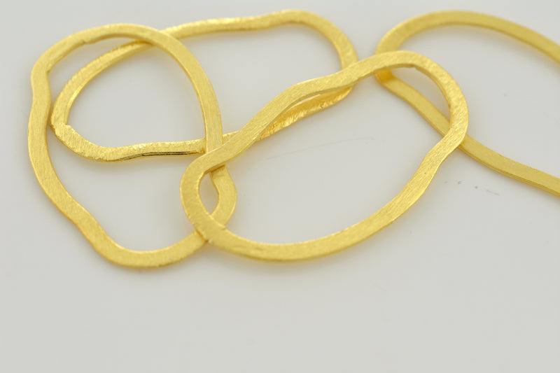 Gold Organic Freeform Shaped Loop Connector Links For Jewelry Makings 