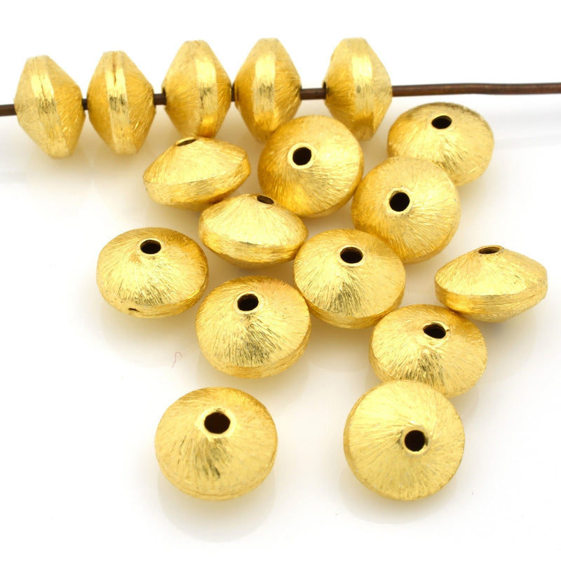 8mm Designer 18k Solid Yellow Gold Bead / Fancy Spacer Handmade Findings /  Hefty 5mm Large Hole European Beads / Jewelry Making Supplies